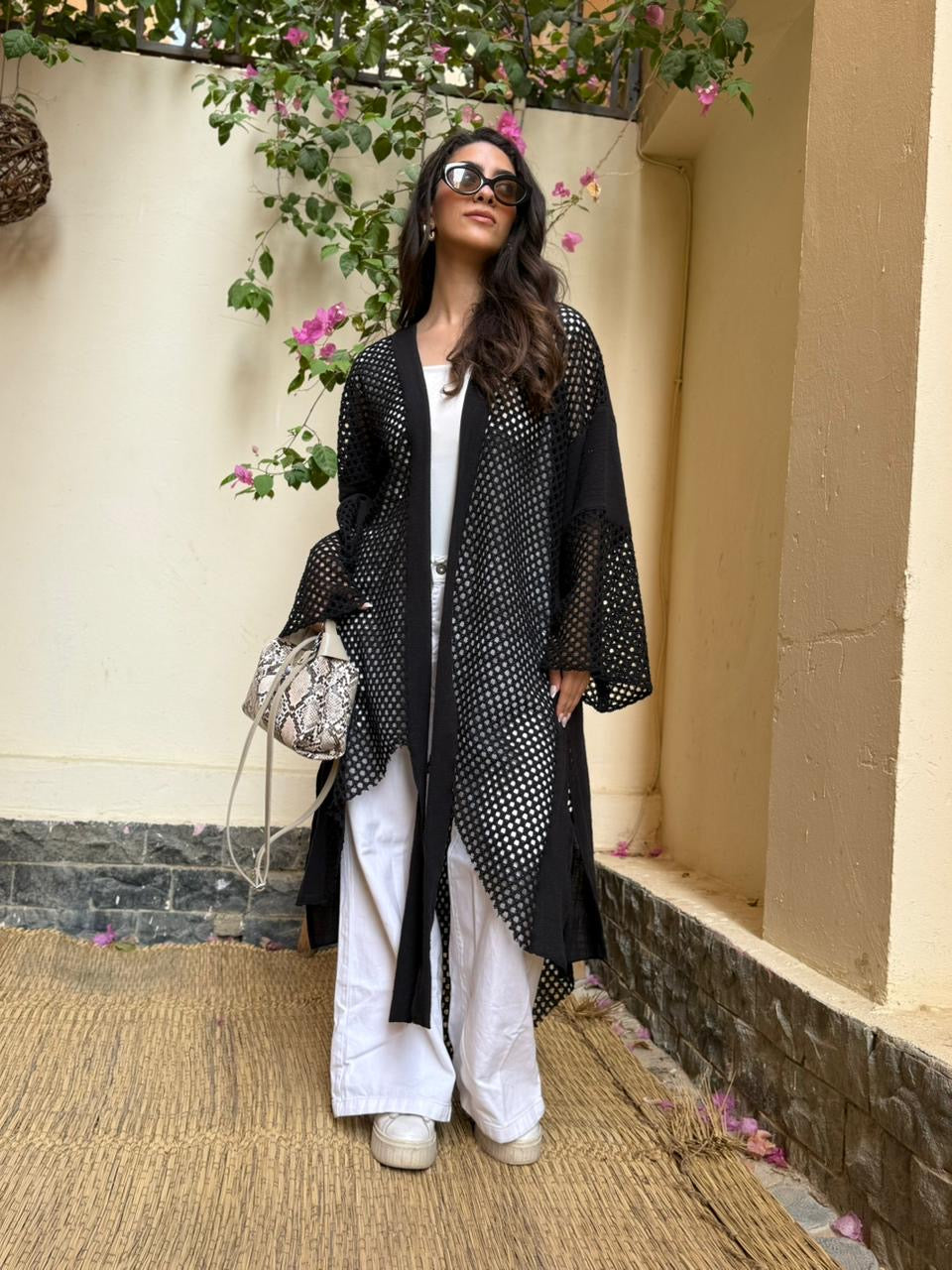 Black Diva Linen & Crochet Cardigan