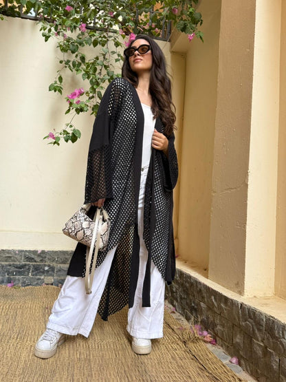 Black Diva Linen & Crochet Cardigan