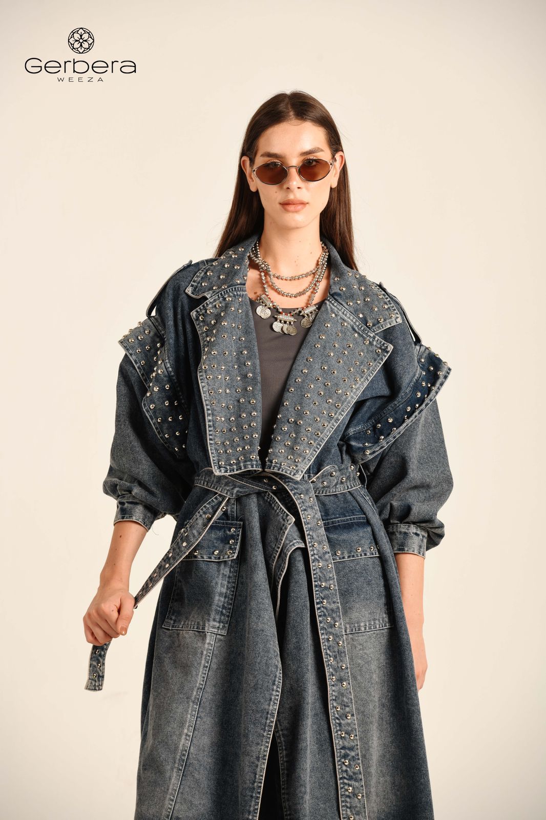 Dirty Blue Studded Denim Coat