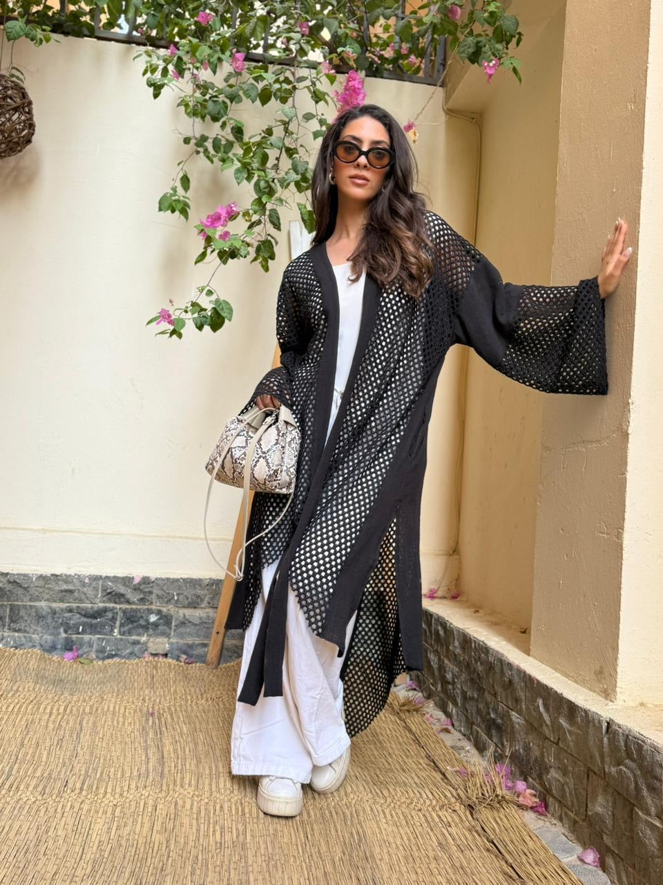 Black Diva Linen & Crochet Cardigan