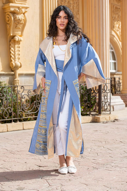 Blue Maqam kaftan with belt