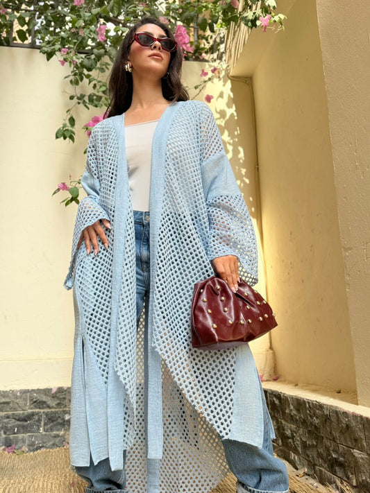 Flavia Linen Crochet Cardigan