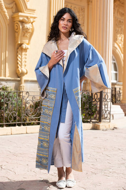 Blue Maqam kaftan with belt