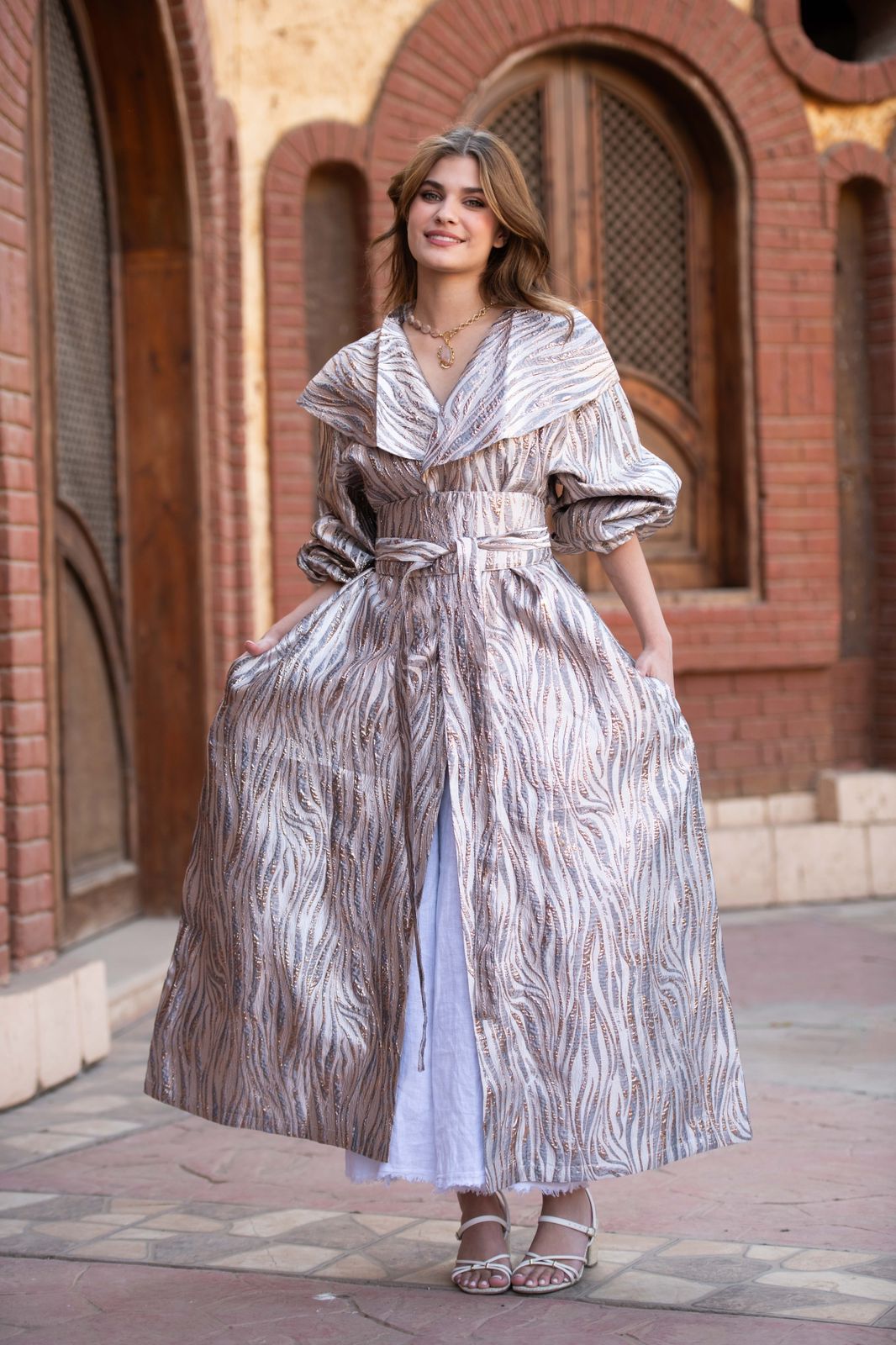 Princess Dress Kaftan in silver.