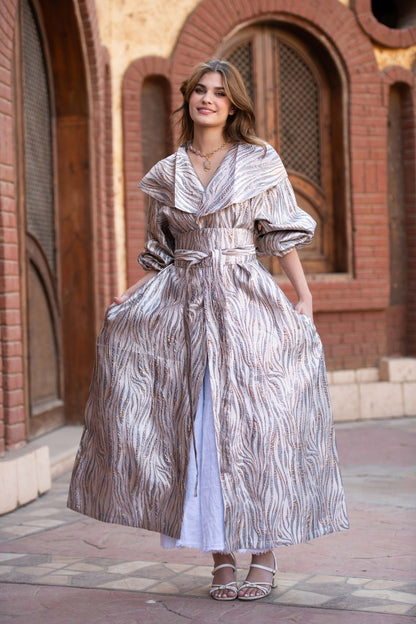 Princess Dress Kaftan in silver.