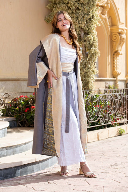 Iris gray kaftan with belt