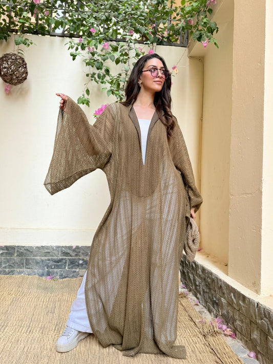 Remal Crochet Coverup Dress – Olive Brown