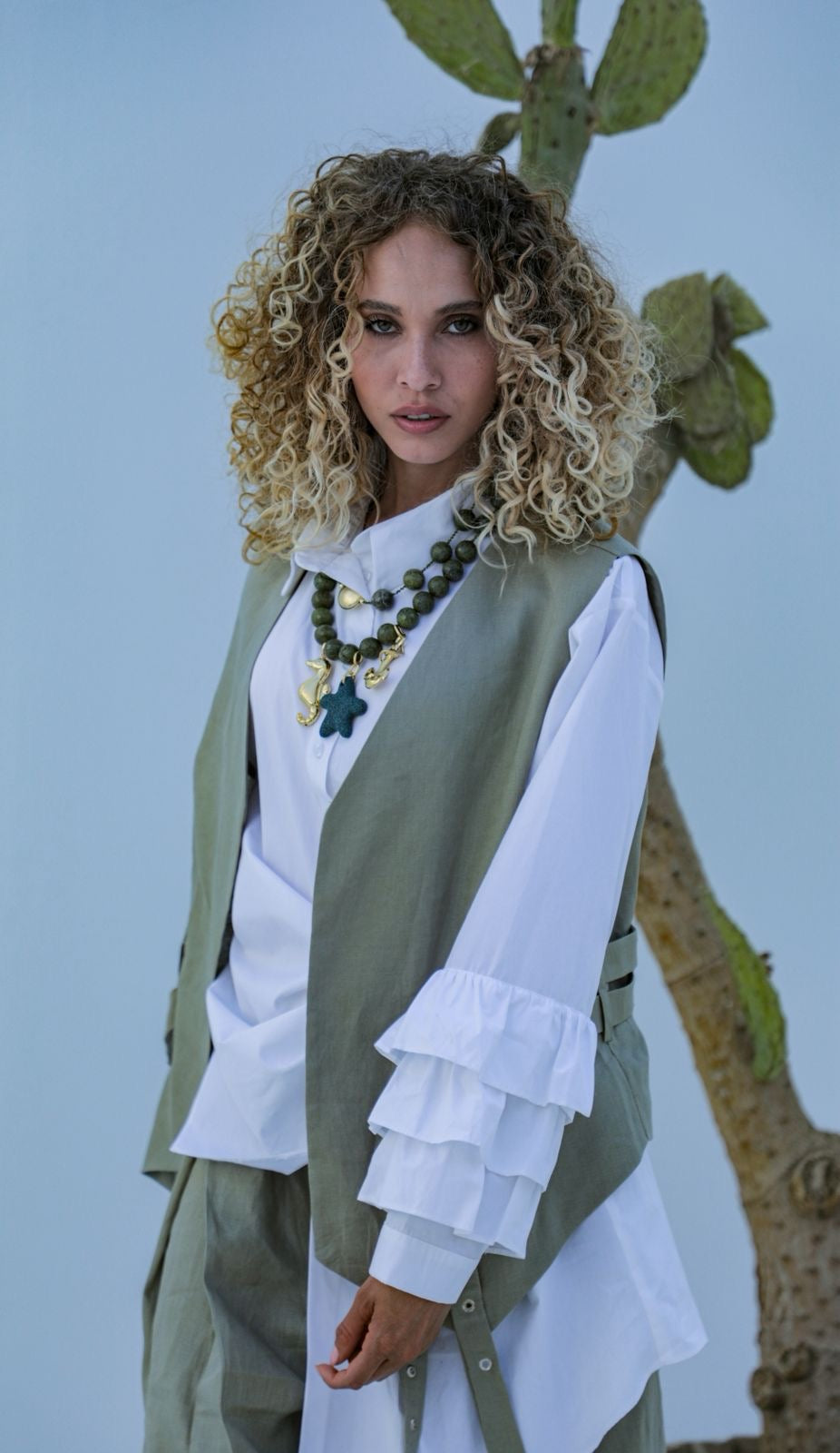 Serein linen set olive