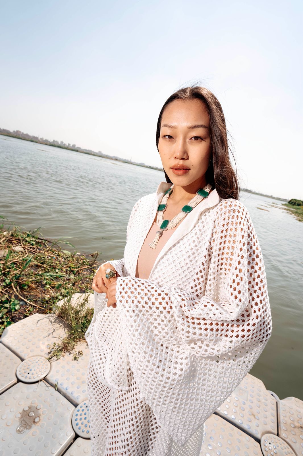 Remal white  Crochet Cover-Up Dress