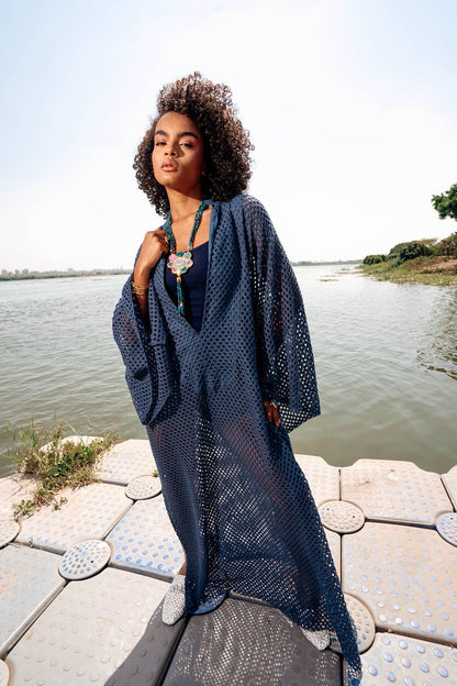 Navy RemalCrochet Cover-Up Dress
