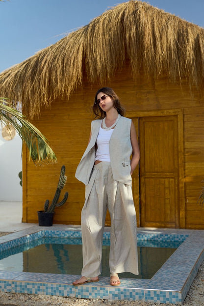 Serein beige linen set