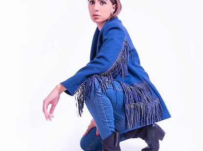 Wool Jacket with Fringe Details