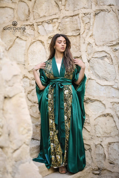 Embroidered Satin Kaftan