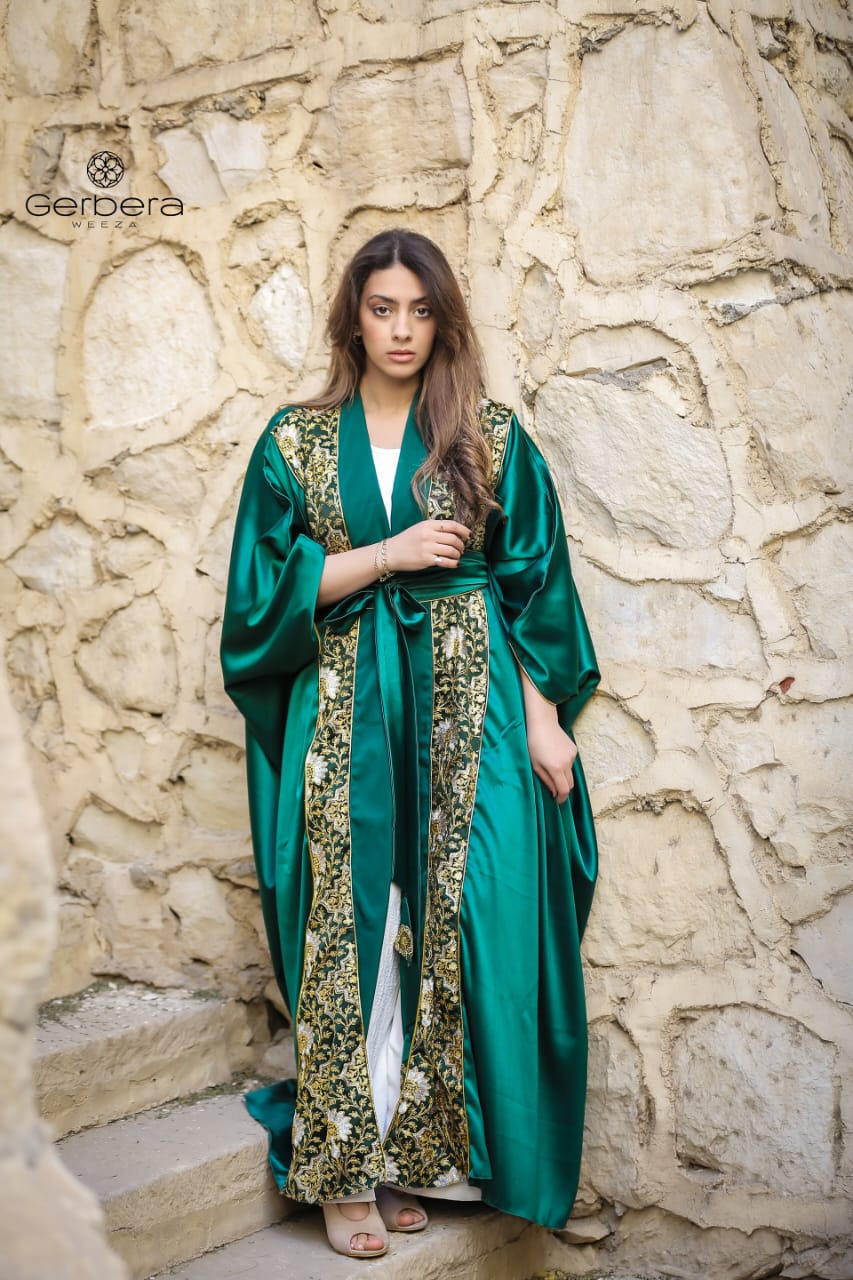 Embroidered Satin Kaftan