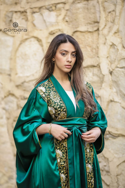 Embroidered Satin Kaftan