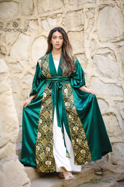 Embroidered Satin Kaftan