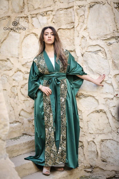 Embroidered Satin Kaftan