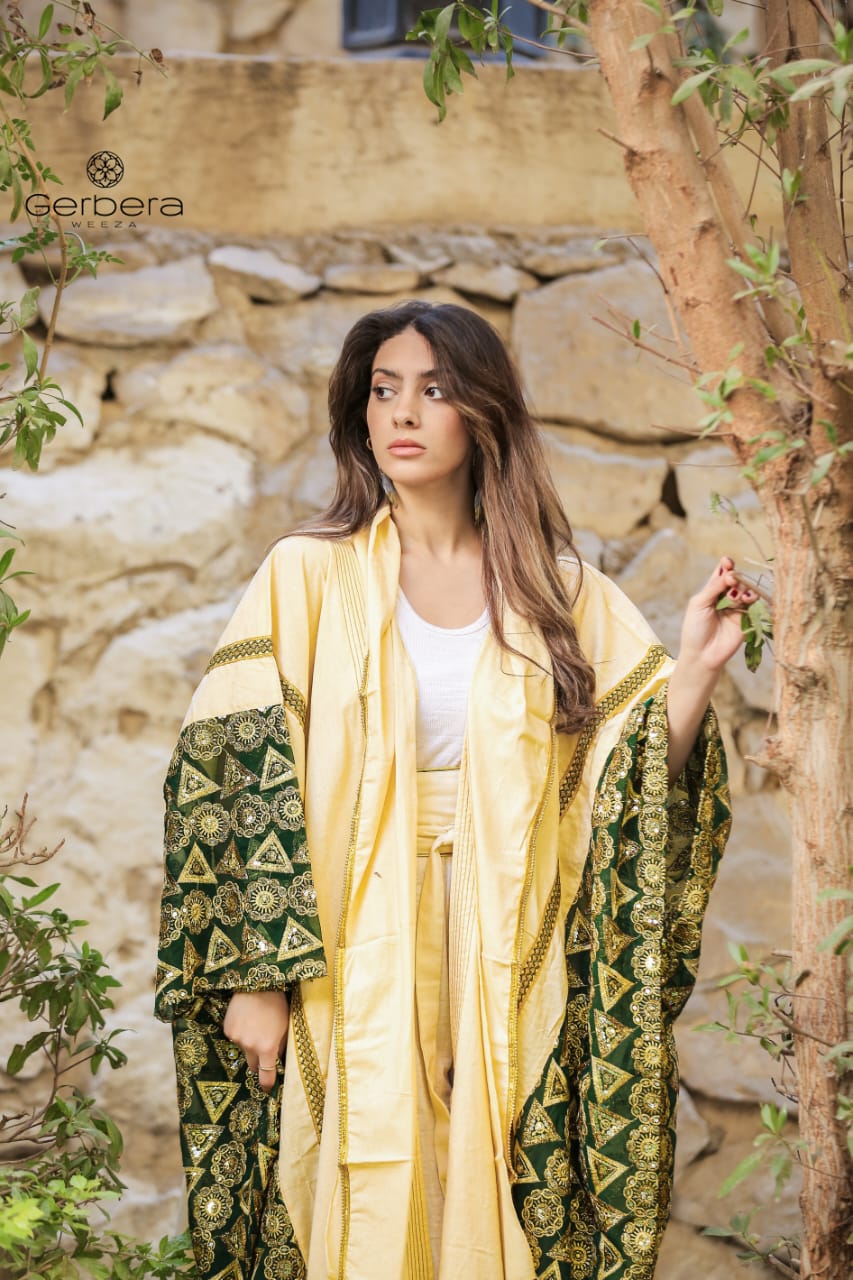 Embroidered Indian Linen-Chiffon Kaftan